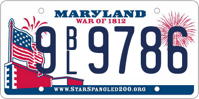 MD license plate 9BL9786