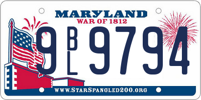 MD license plate 9BL9794