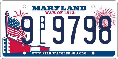 MD license plate 9BL9798