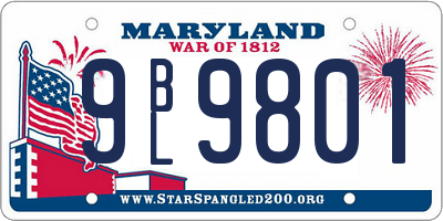 MD license plate 9BL9801