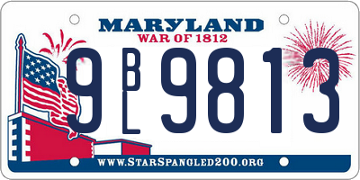 MD license plate 9BL9813
