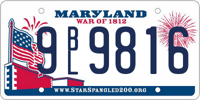 MD license plate 9BL9816