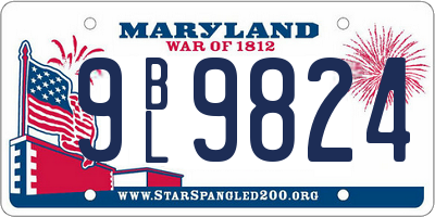 MD license plate 9BL9824