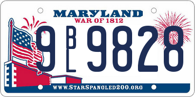 MD license plate 9BL9828