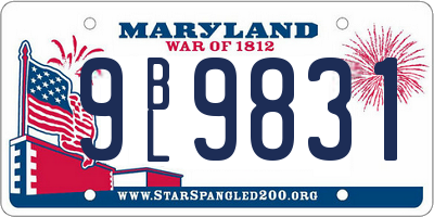 MD license plate 9BL9831