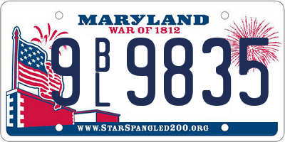 MD license plate 9BL9835