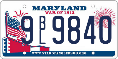 MD license plate 9BL9840