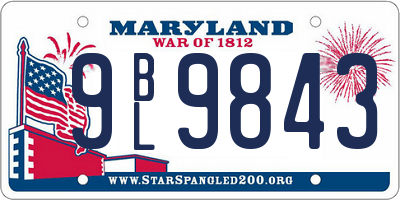 MD license plate 9BL9843