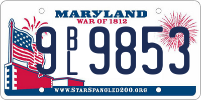 MD license plate 9BL9853