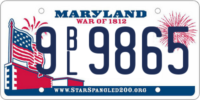 MD license plate 9BL9865