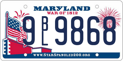 MD license plate 9BL9868