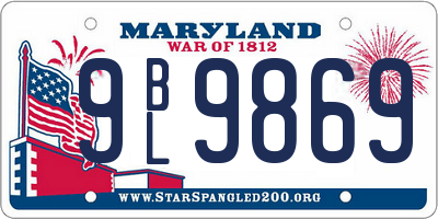 MD license plate 9BL9869