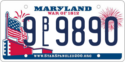 MD license plate 9BL9890