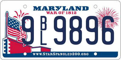 MD license plate 9BL9896