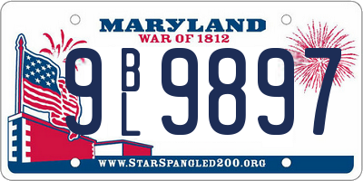 MD license plate 9BL9897