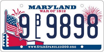 MD license plate 9BL9898