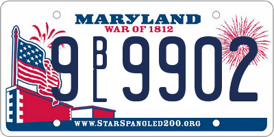 MD license plate 9BL9902