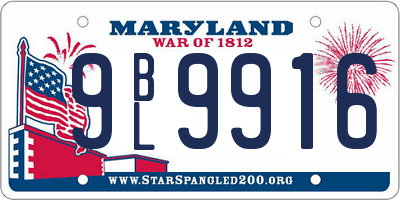 MD license plate 9BL9916