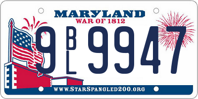 MD license plate 9BL9947