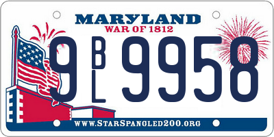 MD license plate 9BL9958