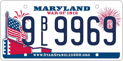 MD license plate 9BL9969