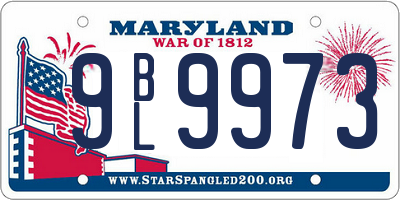 MD license plate 9BL9973