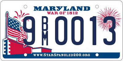 MD license plate 9BM0013