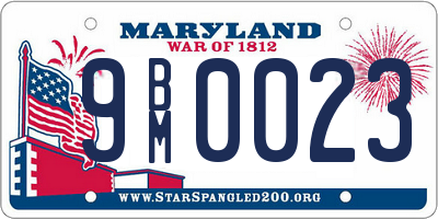 MD license plate 9BM0023