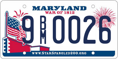MD license plate 9BM0026