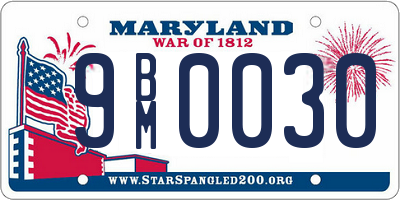 MD license plate 9BM0030