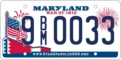 MD license plate 9BM0033