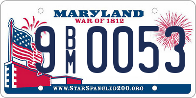 MD license plate 9BM0053