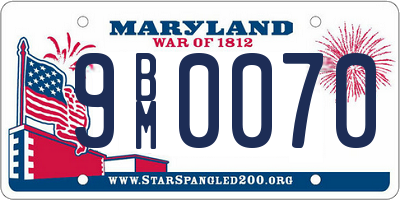 MD license plate 9BM0070