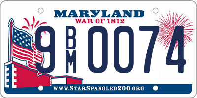 MD license plate 9BM0074