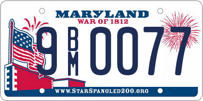 MD license plate 9BM0077