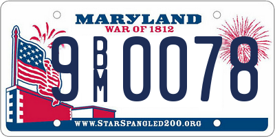 MD license plate 9BM0078