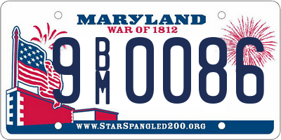 MD license plate 9BM0086