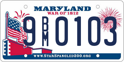 MD license plate 9BM0103