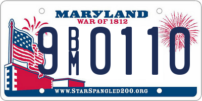 MD license plate 9BM0110