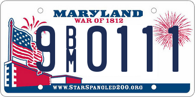 MD license plate 9BM0111