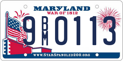 MD license plate 9BM0113