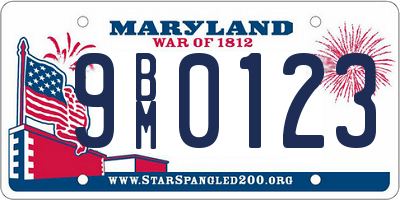 MD license plate 9BM0123