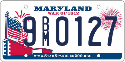 MD license plate 9BM0127