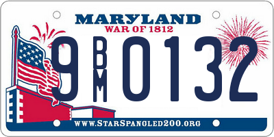 MD license plate 9BM0132