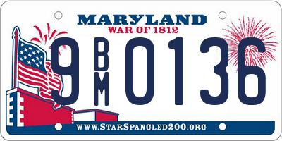 MD license plate 9BM0136