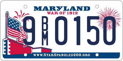 MD license plate 9BM0150