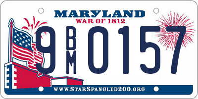 MD license plate 9BM0157