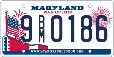 MD license plate 9BM0186