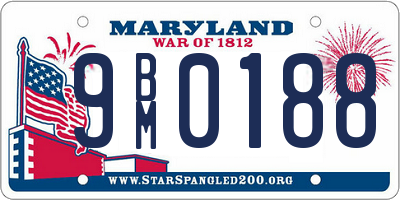 MD license plate 9BM0188