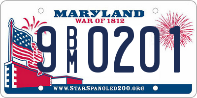 MD license plate 9BM0201